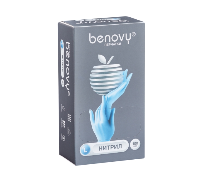 Перчатки BENOVY нестерильные 100 пар/уп. (размер L)